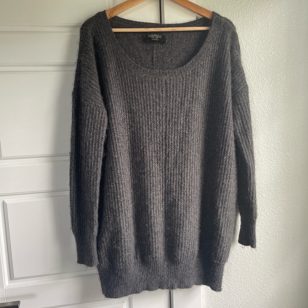 AllSaints Off Shoulder Oversized Sweater